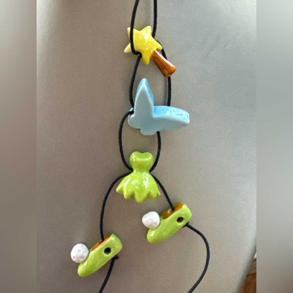 RARE -Disney Tinker Bell Ceramic Charm Keychain Fairy Wand, Wings, Dress & Shoes